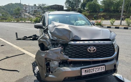 हरिशेवाधाम के महंत हंसाराम की कार  भिडी, महंत घायल