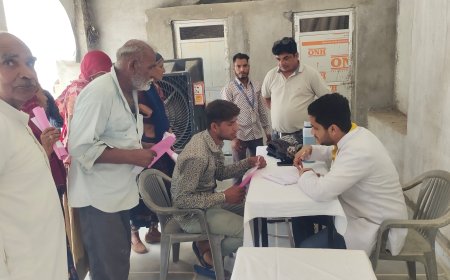 मेवाड़ यूनिवर्सिटी हॉस्पिटल और जी.बी.एच.जनरल एवं कैंसर हॉस्पिटल के सहयोग से लगाया गया निःशुल्क स्वास्थ्य जांच शिविर