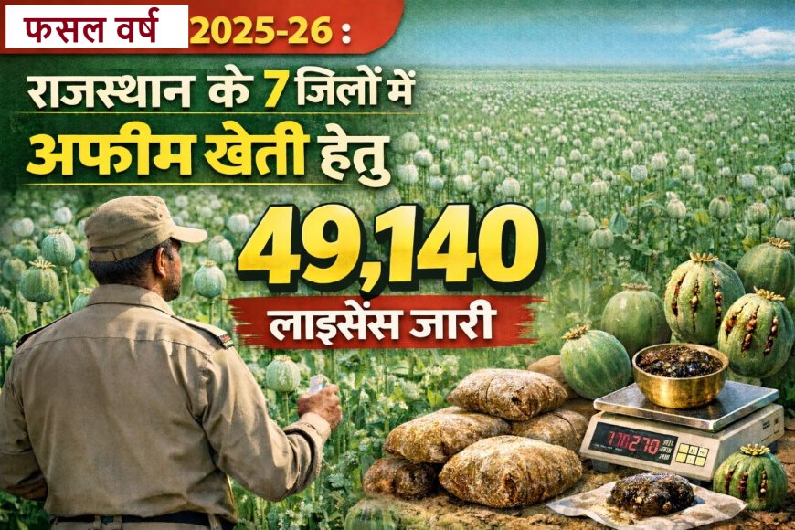 फसल वर्ष 2025-26 : राजस्थान के 7 जिलों में अफीम खेती हेतु 49,140 लाइसेंस जारी