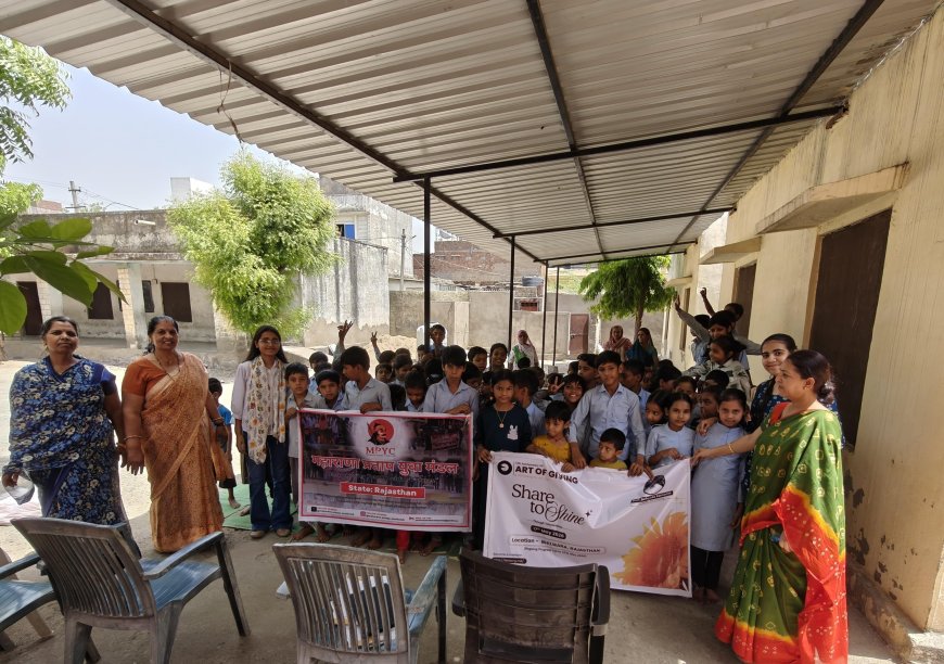 भीलवाड़ा में फ्रूटी वितरण एवं “आर्ट ऑफ गिविंग” विषय पर जागरूकता कार्यक्रम